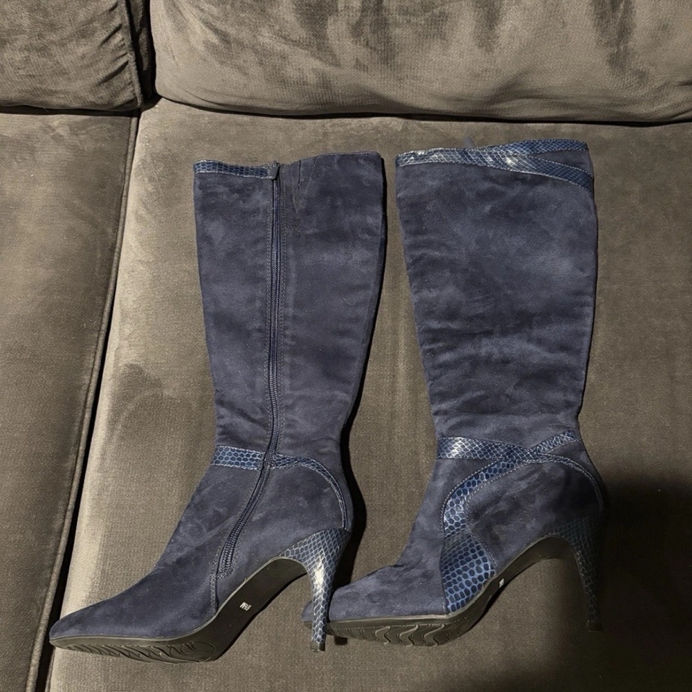 Sheryl Lowe Blue Heeled Boots with Stiletto Heel